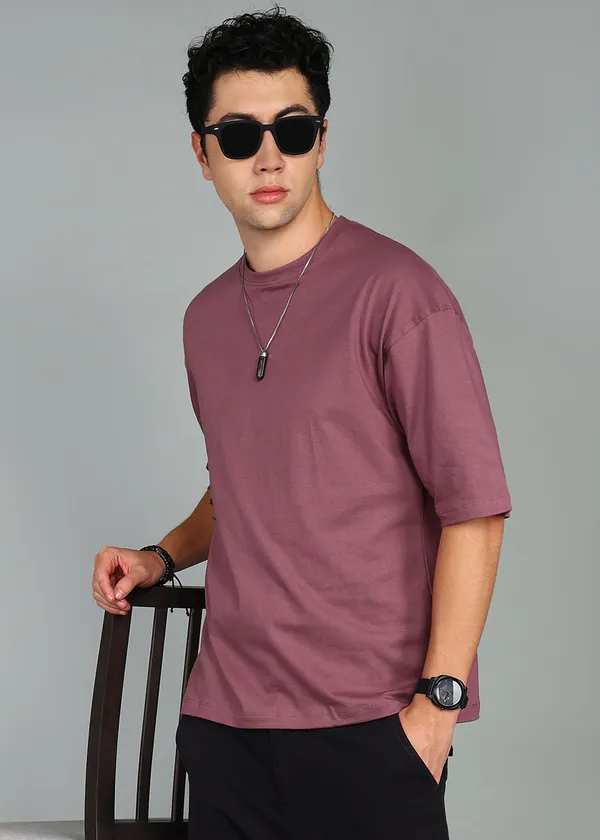 BEING_WANTED_Solid_Men_Round_Neck_Maroon_T-Shirt