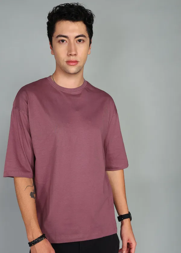 BEING_WANTED_Solid_Men_Round_Neck_Maroon_T-Shirt