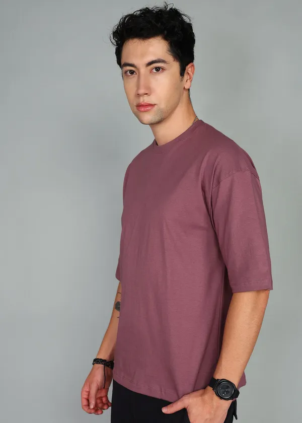 BEING_WANTED_Solid_Men_Round_Neck_Maroon_T-Shirt