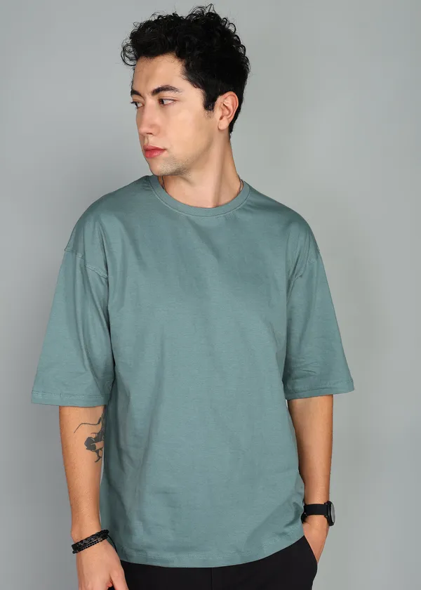 BEING_WANTED_Solid_Men_Round_Neck_Dark_Green_T-Shirt