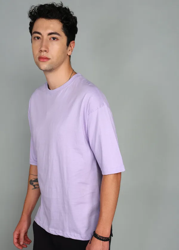 BEING_WANTED_Solid_Men_Round_Neck_Purple_T-Shirt