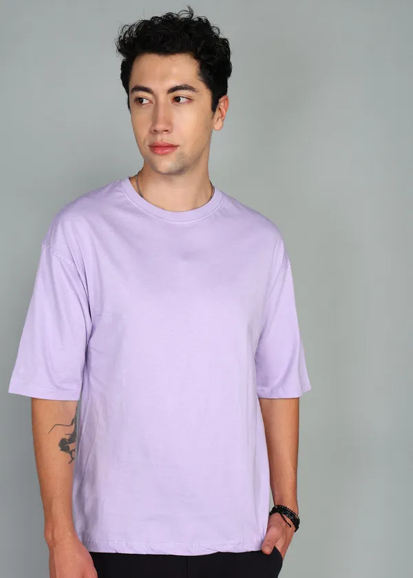 BEING_WANTED_Solid_Men_Round_Neck_Purple_T-Shirt