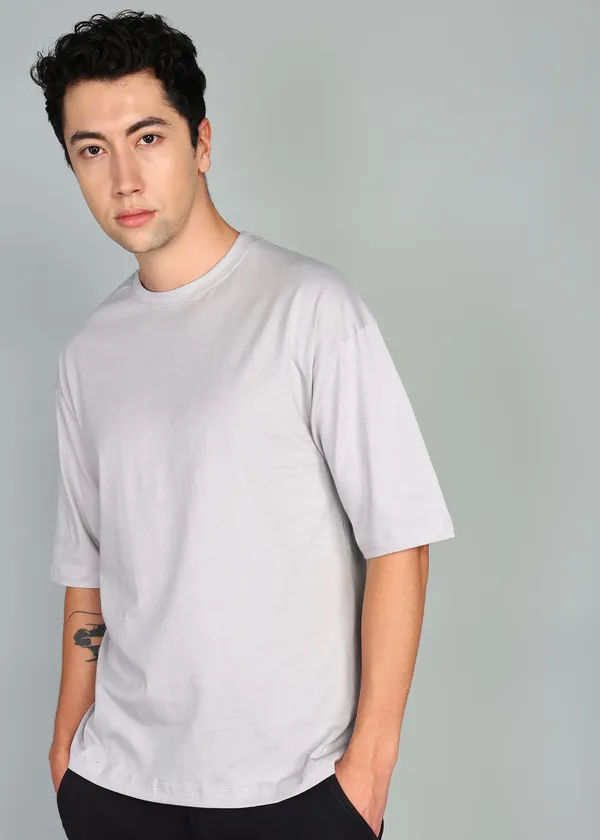 BEING_WANTED_Solid_Men_Round_Neck_Grey_T-Shirt