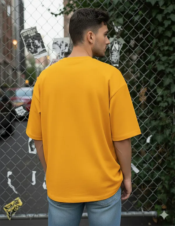BEING_WANTED_Printed_Men_Round_Neck_Yellow_T-Shirt