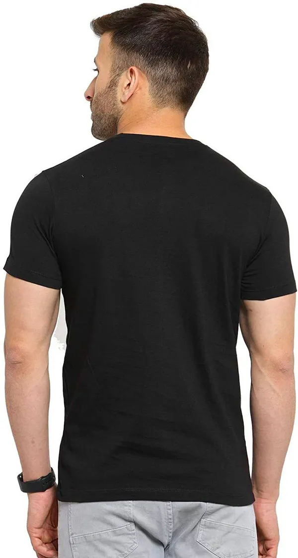 BEING_WANTED_Solid_Men_Round_Neck_Black_T-Shirt