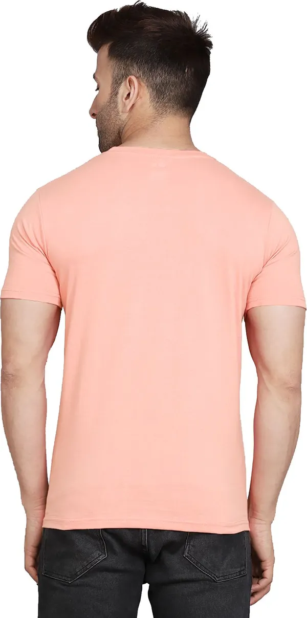 BEING_WANTED_Solid_Men_Round_Neck_Pink_T-Shirt