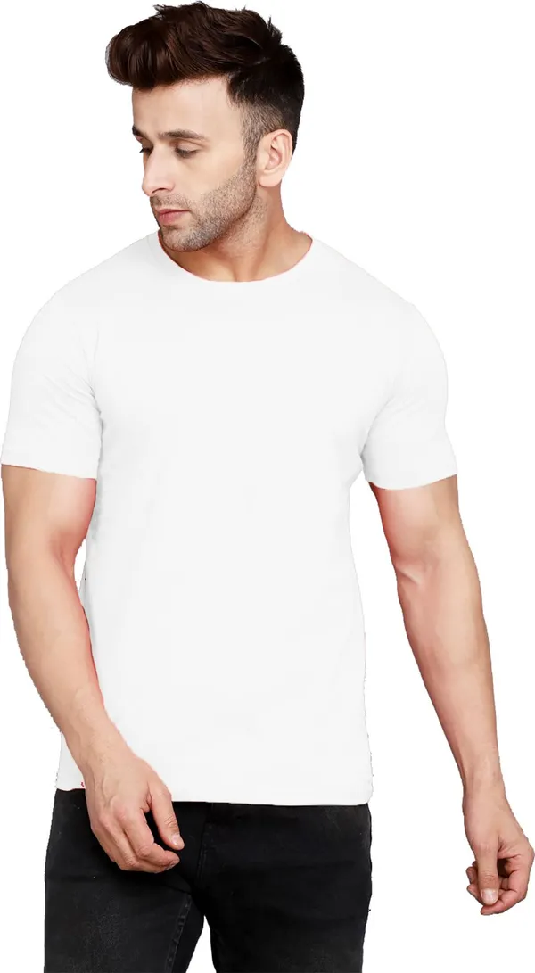 BEING_WANTED_Solid_Men_Round_Neck_White_T-Shirt