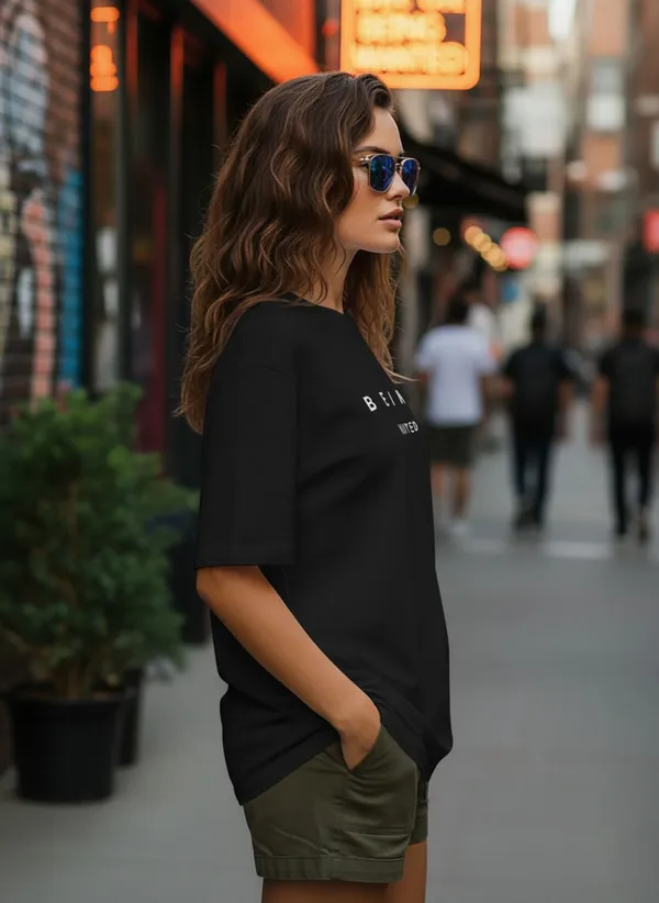 BEING_WANTED_Typography_Women_Round_Neck_Black_T-Shirt