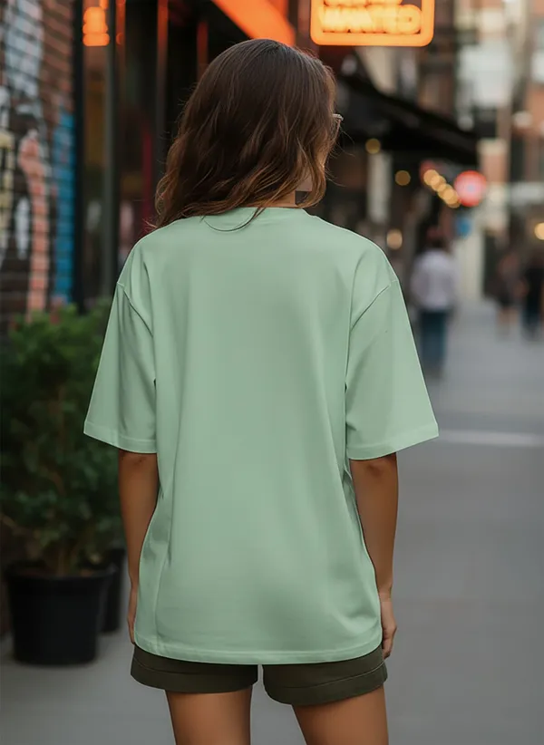BEING_WANTED_Typography_Women_Round_Neck_Light_Green_T-Shirt