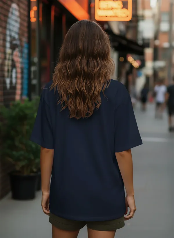 BEING_WANTED_Typography_Women_Round_Neck_Navy_Blue_T-Shirt