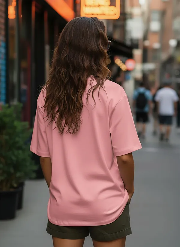 BEING_WANTED_Typography_Women_Round_Neck_Pink_T-Shirt