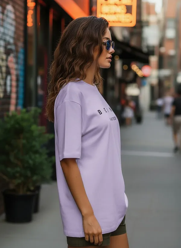 BEING_WANTED_Typography_Women_Round_Neck_Purple_T-Shirt