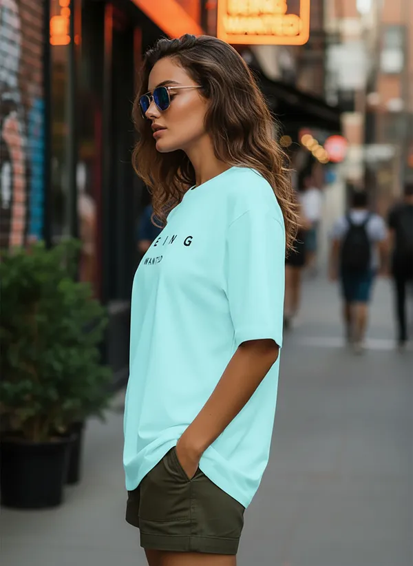 BEING_WANTED_Typography_Women_Round_Neck_Light_Blue_T-Shirt