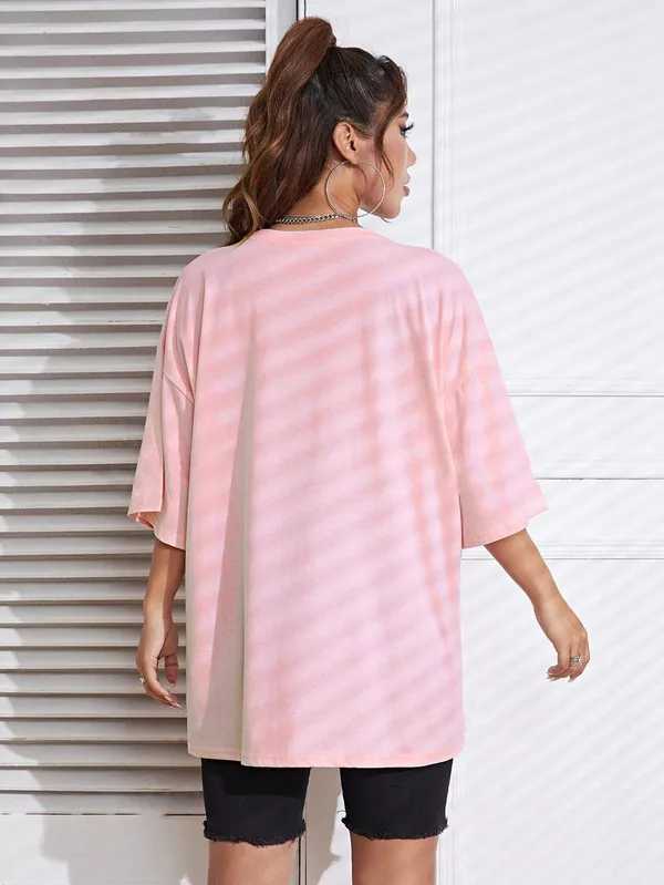 BEING_WANTED_Solid_Women_Round_Neck_Pink_T-Shirt