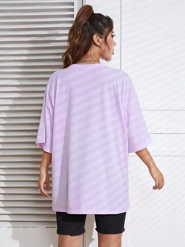 BEING_WANTED_Solid_Women_Round_Neck_Purple_T-Shirt