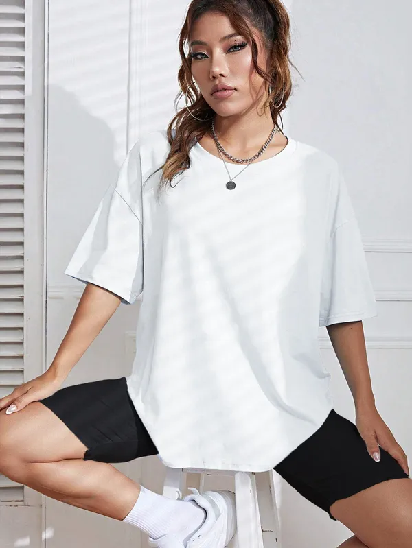 BEING_WANTED_Solid_Women_Round_Neck_White_T-Shirt