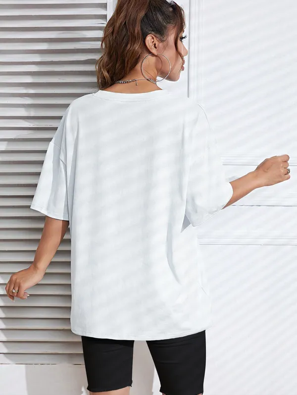BEING_WANTED_Solid_Women_Round_Neck_White_T-Shirt