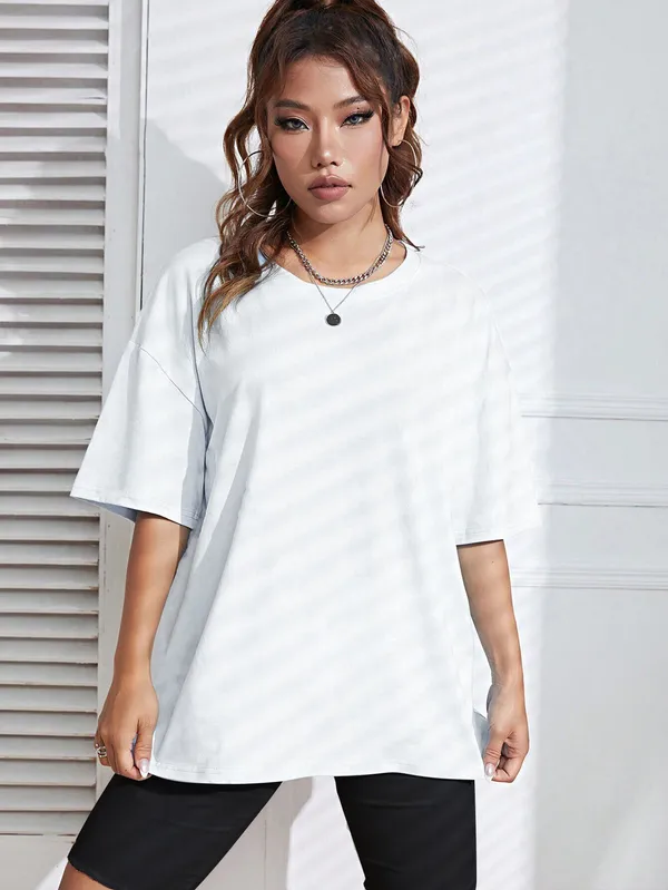 BEING_WANTED_Solid_Women_Round_Neck_White_T-Shirt