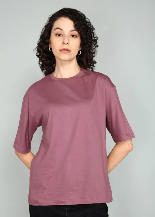 BEING_WANTED_Solid_Women_Round_Neck_Maroon_T-Shirt
