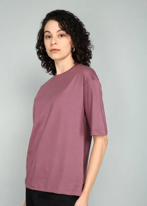 BEING_WANTED_Solid_Women_Round_Neck_Maroon_T-Shirt