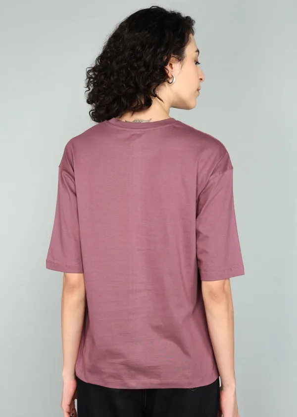 BEING_WANTED_Solid_Women_Round_Neck_Maroon_T-Shirt