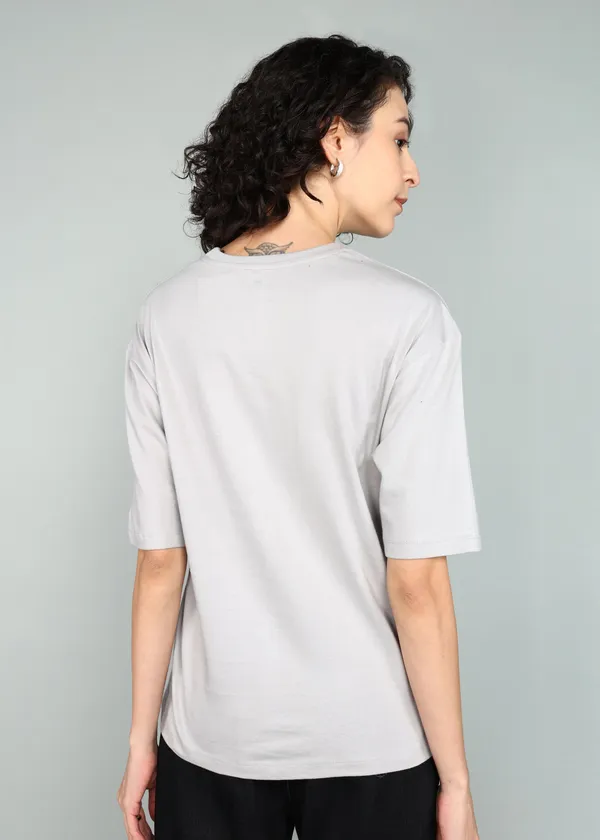 BEING_WANTED_Solid_Women_Round_Neck_Grey_T-Shirt