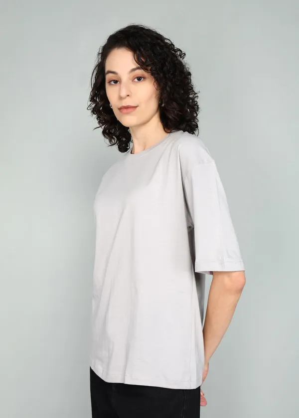 BEING_WANTED_Solid_Women_Round_Neck_Grey_T-Shirt