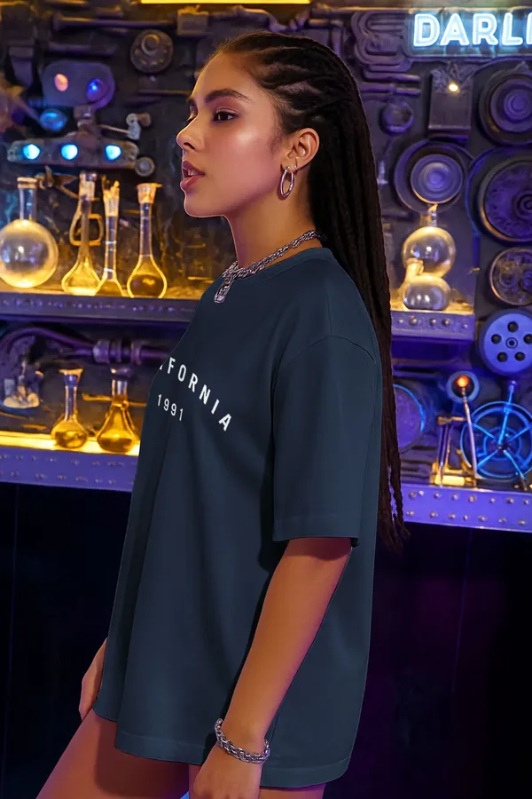 BEING_WANTED_Typography_Women_Round_Neck_Dark_Blue_T-Shirt