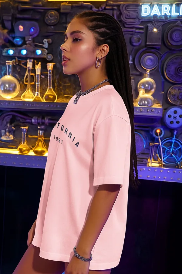 BEING_WANTED_Typography_Women_Round_Neck_Pink_T-Shirt