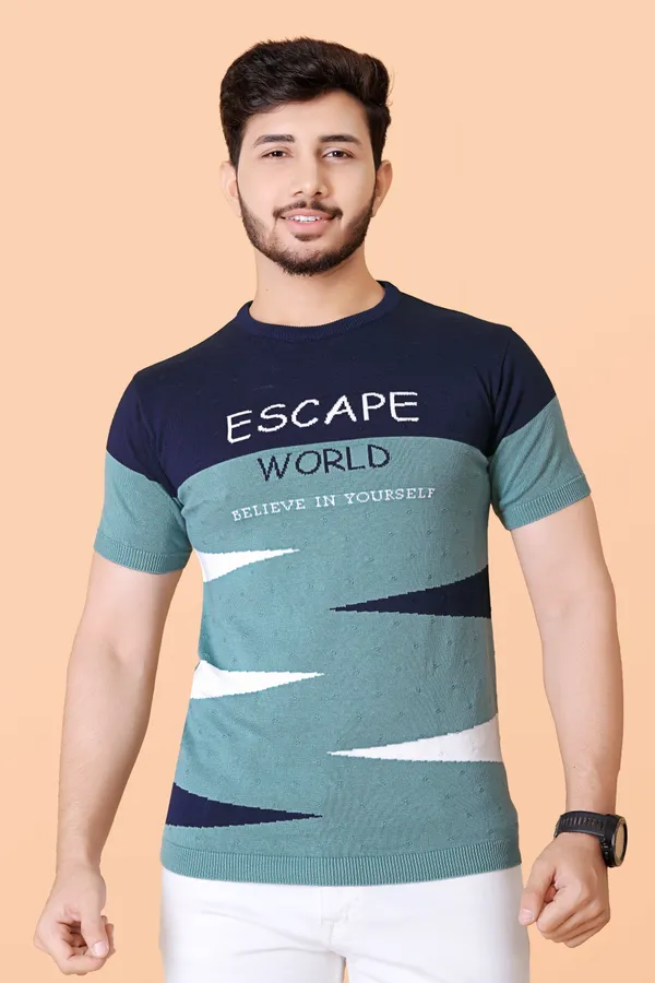 Green_&_Navy_Blue_Colorblock_Regular_T-Shirt_for_Men
