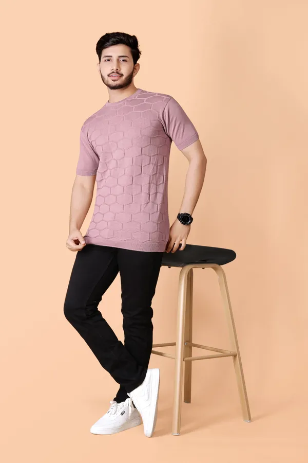 Light_Pink_Cotton_Colorblock_Regular_Tshirt_For_Men