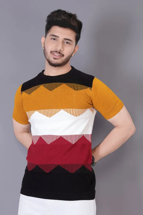 Mustard,_White,_Maroon_&_Black_Cotton_Colorblock_T-Shirt_for_Men