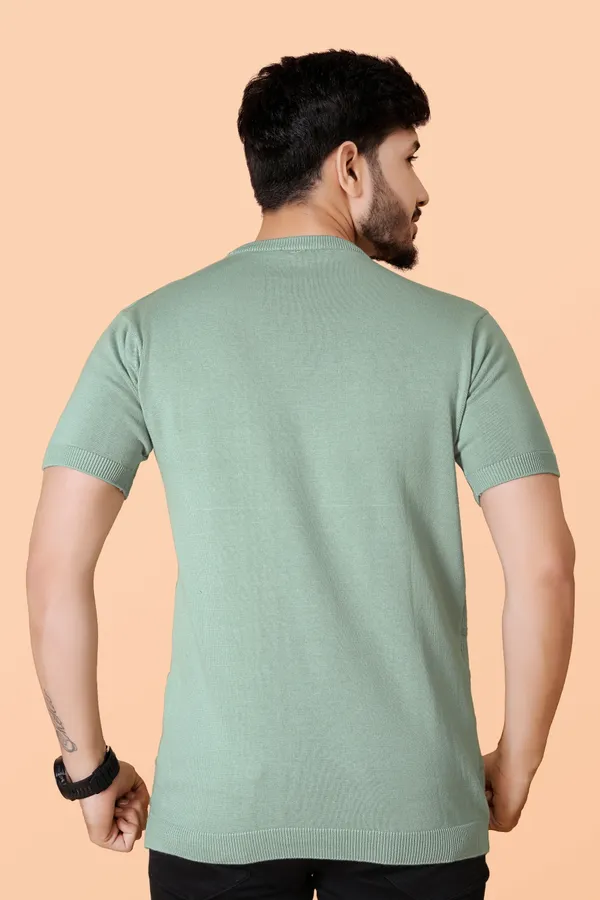 Light_Green_Cotton_Colorblock_Regular_Tshirt_For_Men