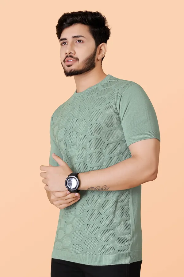 Light_Green_Cotton_Colorblock_Regular_Tshirt_For_Men