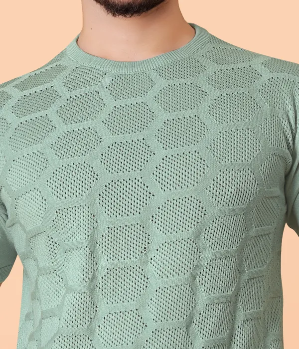 Light_Green_Cotton_Colorblock_Regular_Tshirt_For_Men