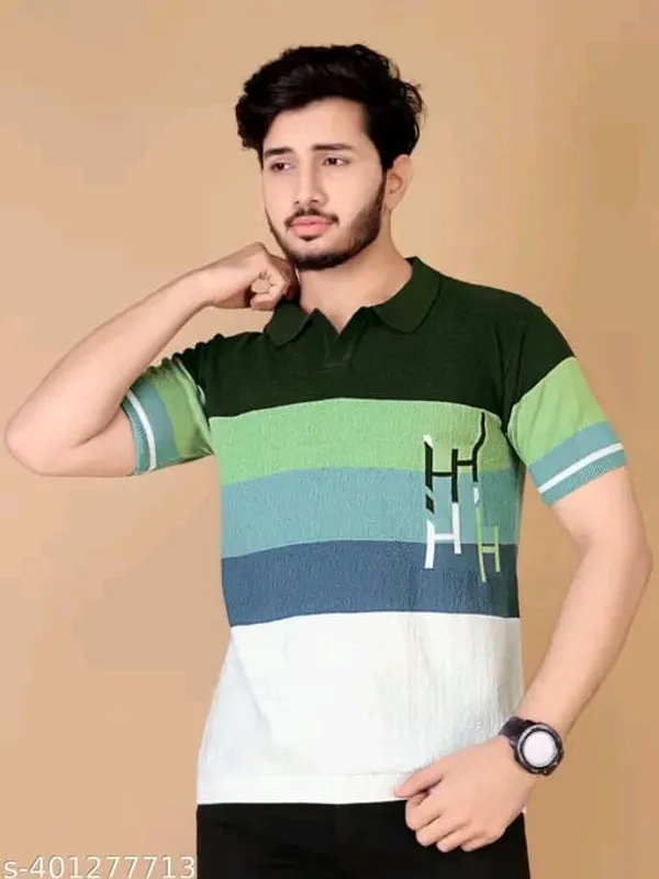 Green,_Blue_&_White_Cotton_Colorblock_Regular_Tshirt_For_Men