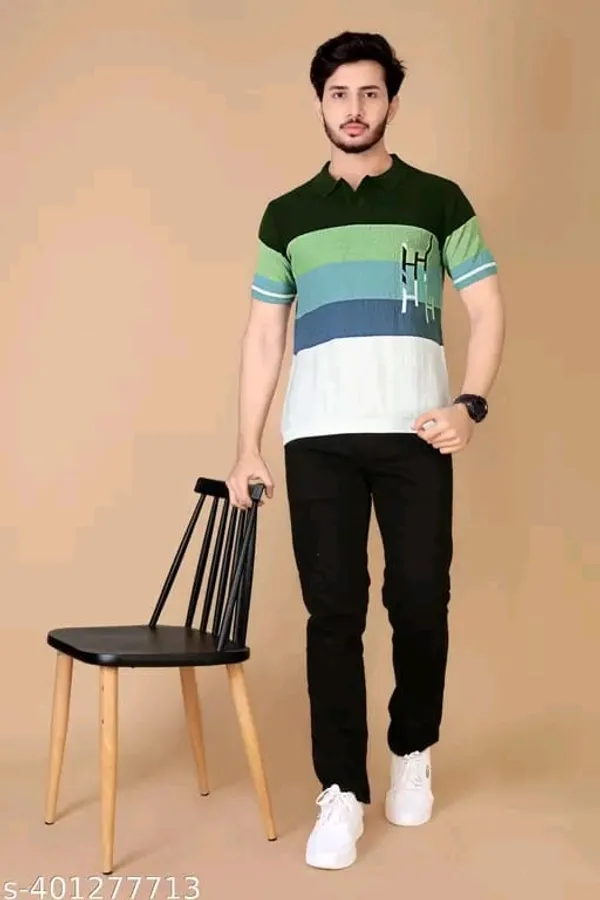 Green,_Blue_&_White_Cotton_Colorblock_Regular_Tshirt_For_Men