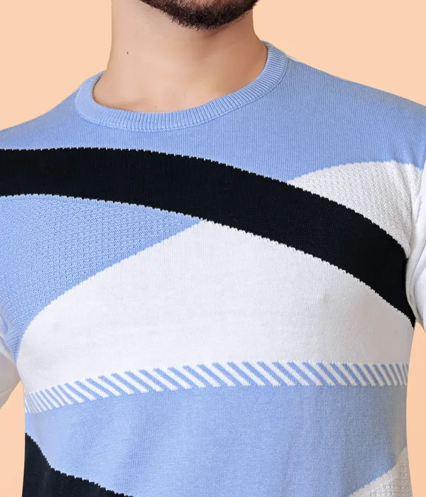 Blue,_White_&_Black_Cotton_Colorblock_T-Shirt_for_Men