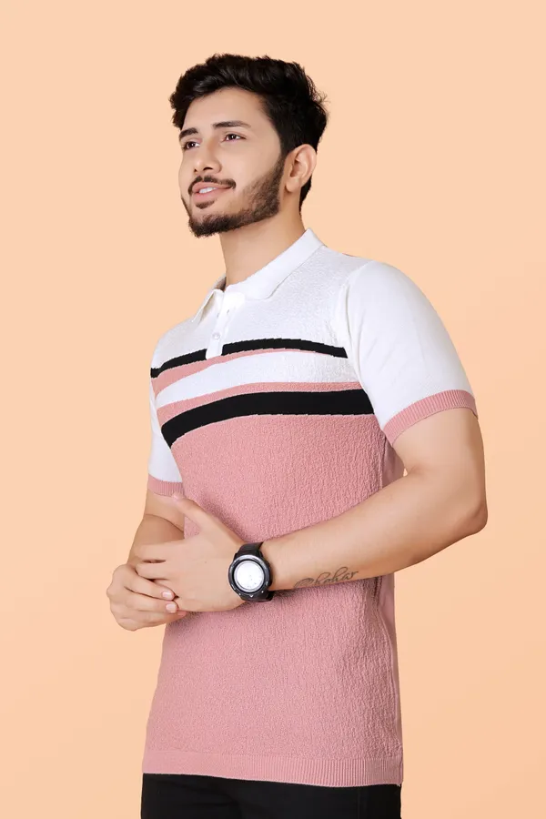 Light_Pink,_Black_&_White_Cotton_Colorblock_Regular_Tshirt_For_Men