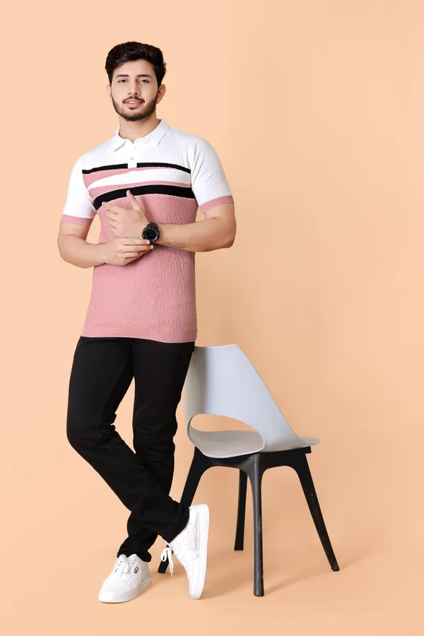 Light_Pink,_Black_&_White_Cotton_Colorblock_Regular_Tshirt_For_Men