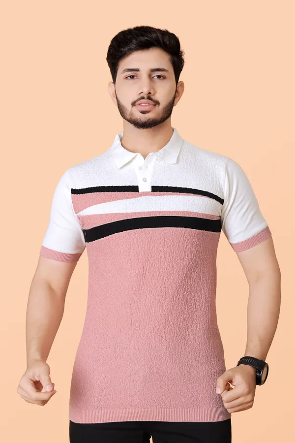 Light_Pink,_Black_&_White_Cotton_Colorblock_Regular_Tshirt_For_Men