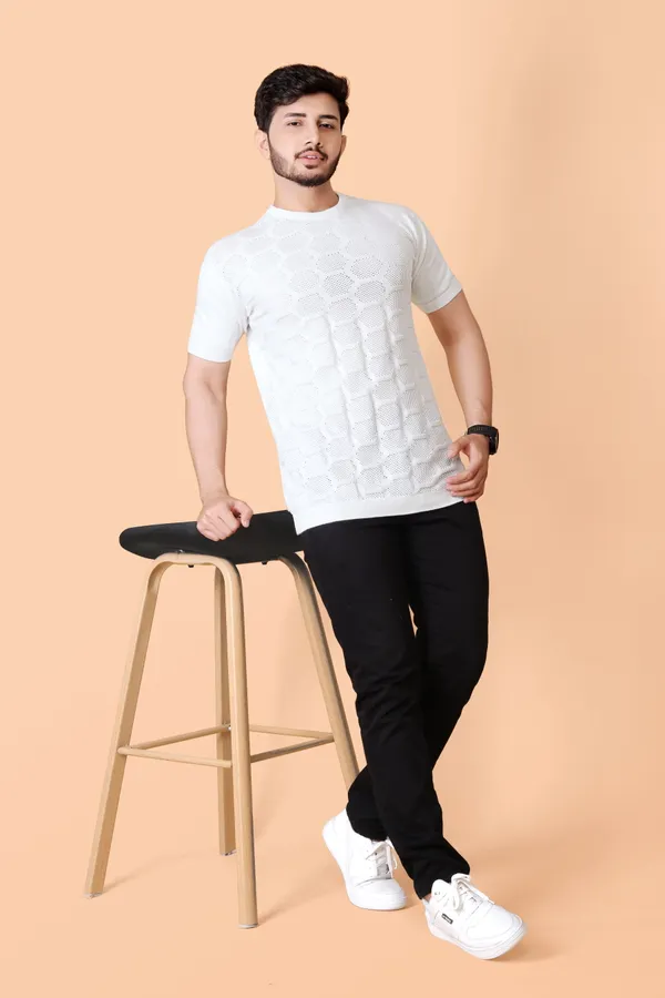 White_Cotton_Colorblock_Regular_Tshirt_For_Men