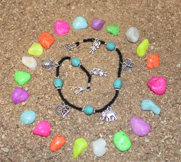 Black_Thread_Anklet_with_Turquoise_beads_+_oxidised_charm_Cotton_Cotton_Dori_Anklet