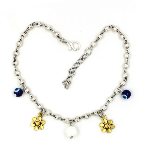 Oxidised_chain_and_Evileye_Beads_Anklets_for_Girls/nazariya_anklet_a599_Cotton_Dori_Anklet