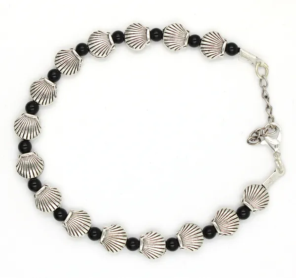 Multy_crystal_and_oxidised_beads_Anklet_for_girls_and_women_Metal_Anklet