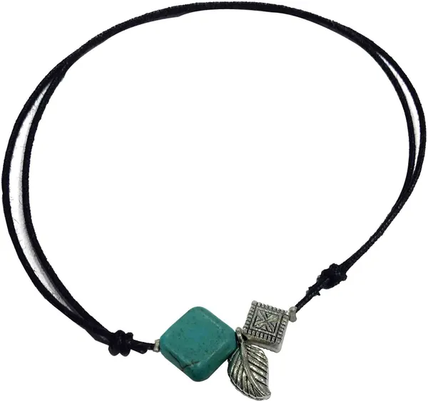 Square_Turquoise_+_oxidised_Square_+_Leaf_two_layer_Black_thread_Cotton_Dori_Anklet