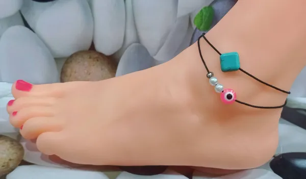 Square_Turquoise_+_Pink_EvilEye_two_layer_Black_thread_Cotton_Dori_Anklet