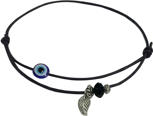 EvilEye_+_Oxidised_leaf_+_Black_Ston_two_layer_Black_thread_Cotton_Dori_Anklet