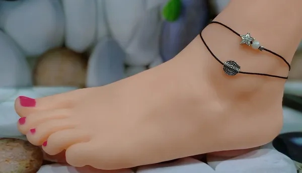 Star_+_Round_Oxidised_two_layer_thread_anklet_Cotton_Dori_Anklet