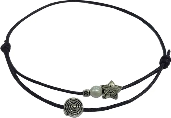 Star_+_Round_Oxidised_two_layer_thread_anklet_Cotton_Dori_Anklet